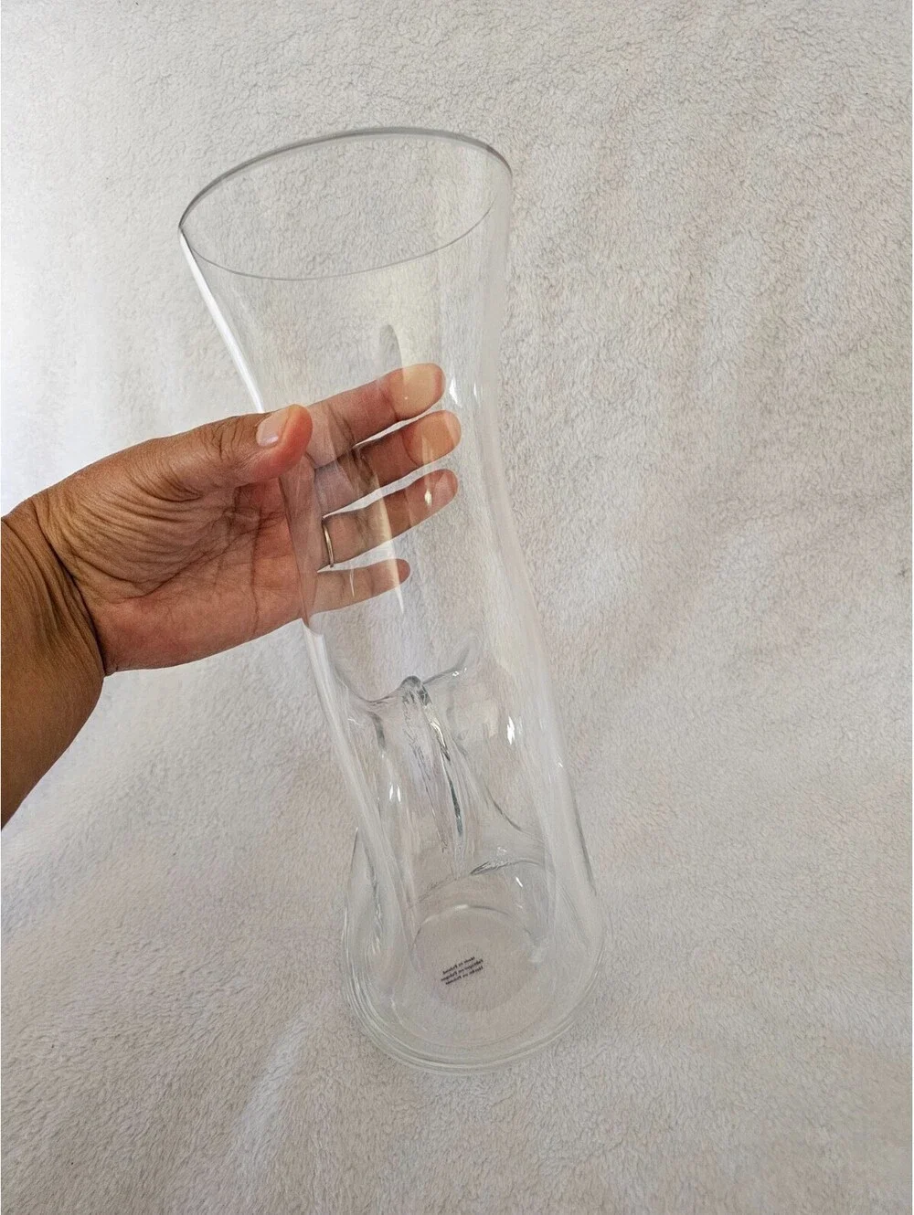 Unbranded Donut Hole Pitcher Vase Clear Glass 11.5